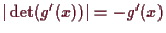 \bgroup\color{demo}$ \vert\det(g'(x))\vert=-g'(x)$\egroup
