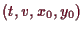 \bgroup\color{demo}$ (t,v,x_0,y_0)$\egroup