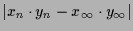 $\displaystyle \vert x_n\cdot y_n-x_{\infty}\cdot y_{\infty}\vert$