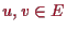 \bgroup\color{proclaim}$ u,v\in E$\egroup