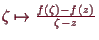 \bgroup\color{demo}$ \zeta \mapsto \frac{f(\zeta )-f(z)}{\zeta -z}$\egroup
