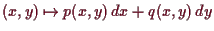 \bgroup\color{demo}$ (x,y)\mapsto p(x,y)\,dx + q(x,y)\,dy$\egroup