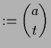 $\displaystyle := \binom{a}{t}$