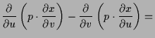 $\displaystyle \frac{\d }{\d u}\left(p\cdot \frac{\d x}{\d v}\right) - \frac{\d }{\d v}\left(p\cdot \frac{\d x}{\d u}\right) =$