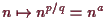 \bgroup\color{demo}$ n\mapsto n^{p/q}=n^a$\egroup