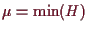 \bgroup\color{demo}$ \mu=\min(H)$\egroup