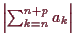 \bgroup\color{demo}$ \left\vert\sum_{k=n}^{n+p} a_k\right\vert$\egroup