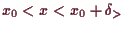 \bgroup\color{demo}$ x_0<x<x_0+\de_>$\egroup