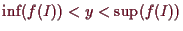 \bgroup\color{demo}$ \inf(f(I))<y<\sup(f(I))$\egroup