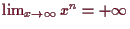 \bgroup\color{demo}$ \lim_{x\to{\infty}}x^n=+{\infty}$\egroup