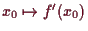 \bgroup\color{demo}$ x_0\mapsto f'(x_0)$\egroup