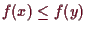 \bgroup\color{demo}$ f(x)\leq f(y)$\egroup