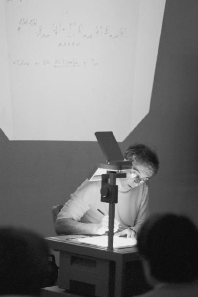 Black and White: Brenti at overhead projector